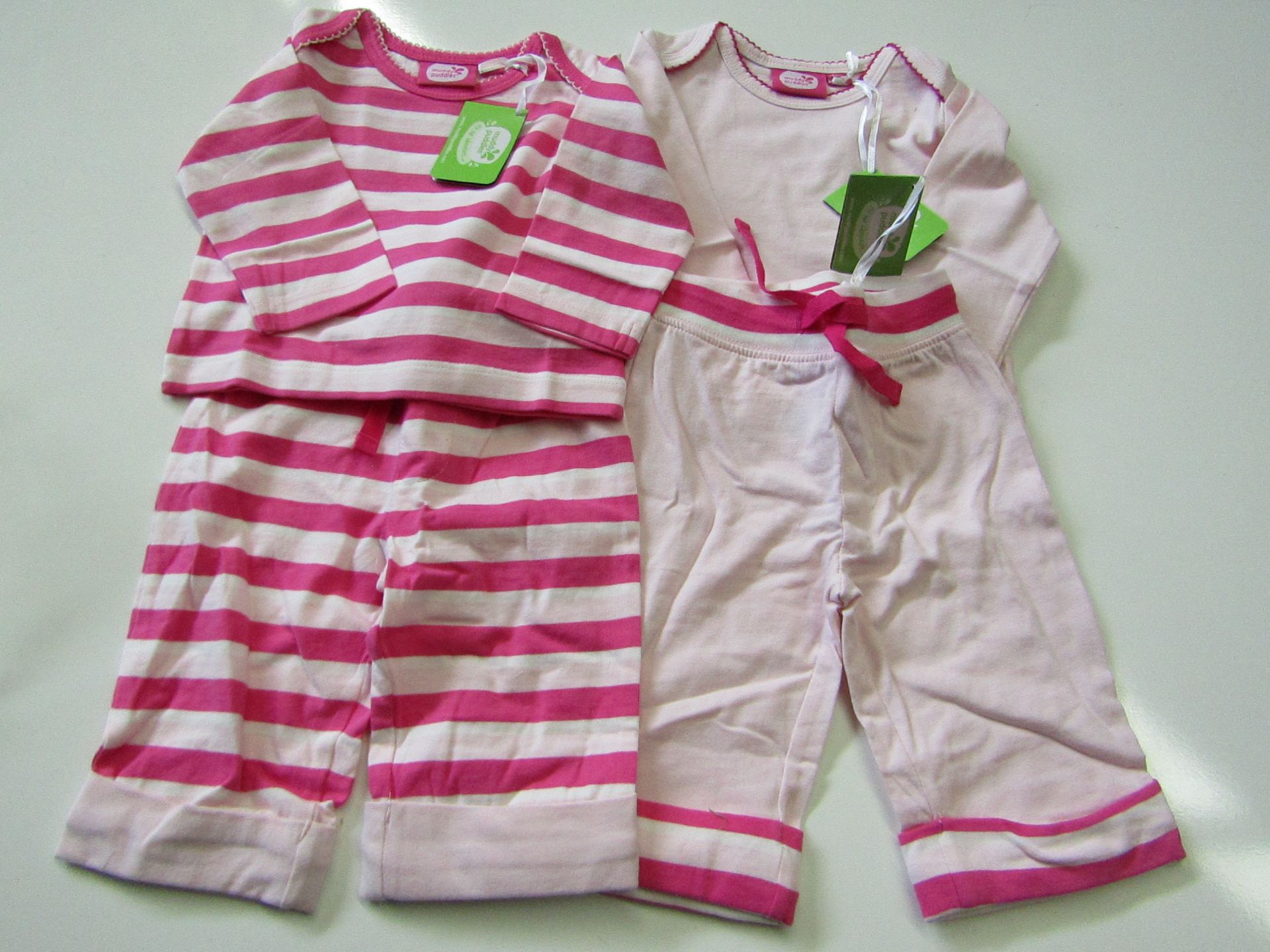 Muddy Puddles 3 X PKS of 2 Baby Tops 1 X Stripped 1 X Plain 3-6 Months Pink New & Packaged