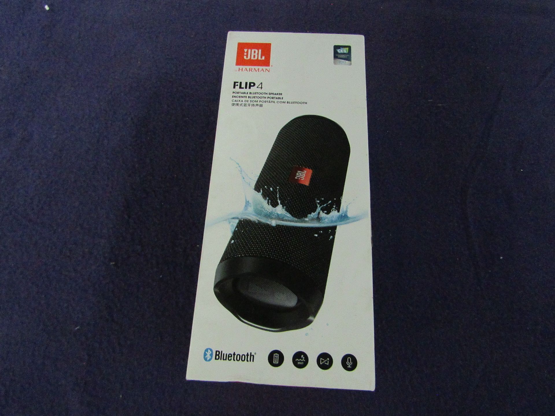 JBL - Flip4 Waterproof Portable Bluetooth Speaker - Black - Untested & Boxed