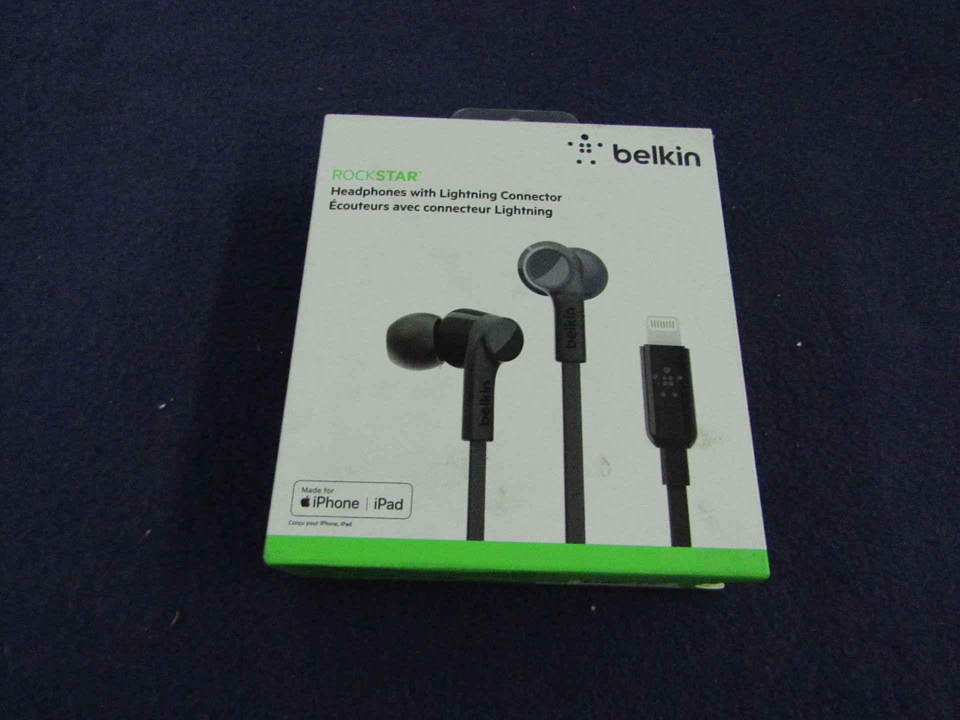 Belkin - Rockstar Headphones With Lightning Connector - Black ( Apple Devices ) - Untested & Boxed.