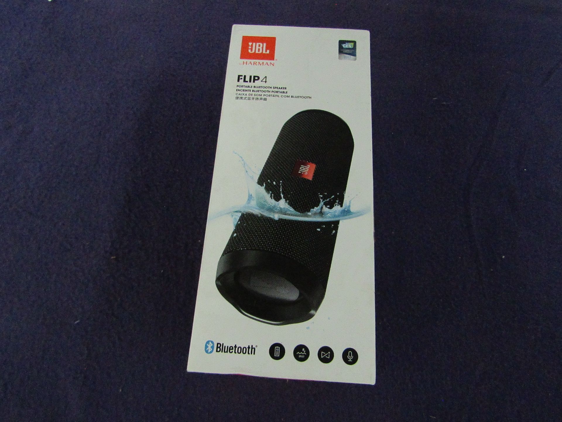 JBL - Flip4 Waterproof Portable Bluetooth Speaker - Black - Untested & Boxed