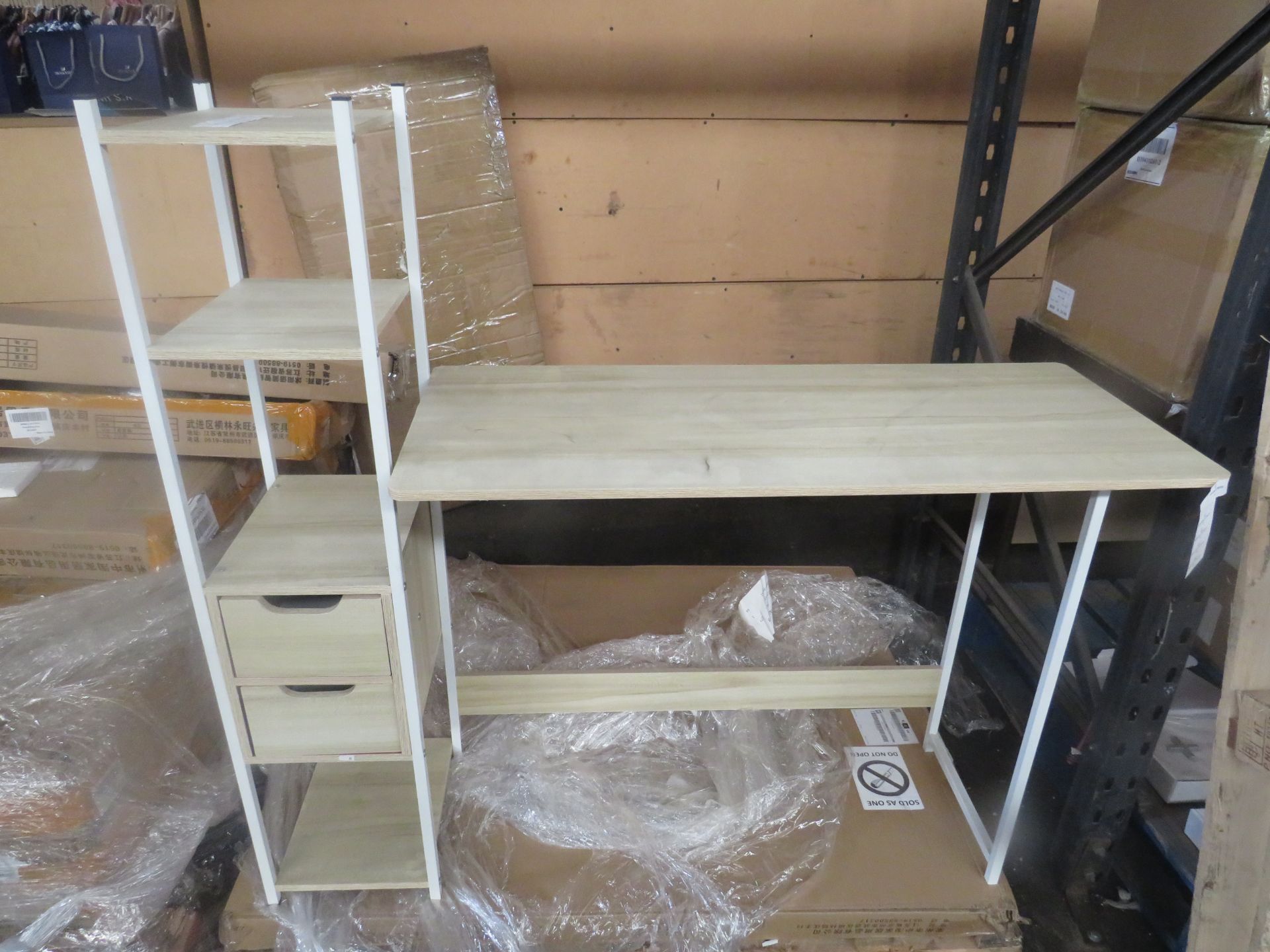 Unbranded - 3-Shelf 2-Drawer Desk - All Unused & Boxed.