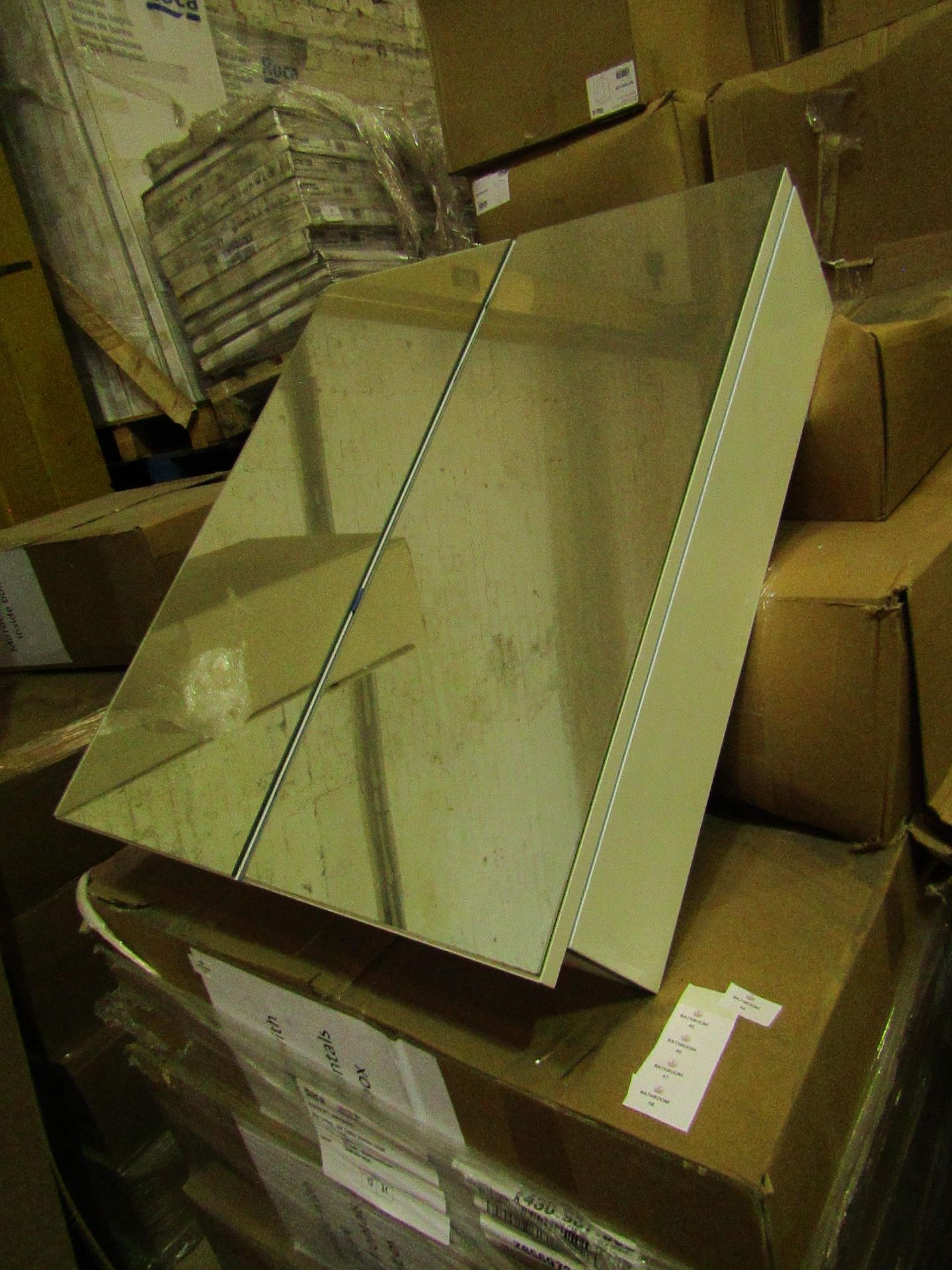 Unbranded - 2-Door Mirror Cabinet GRN Grey Avola ( 67x55cm ) - Unused & Boxed.