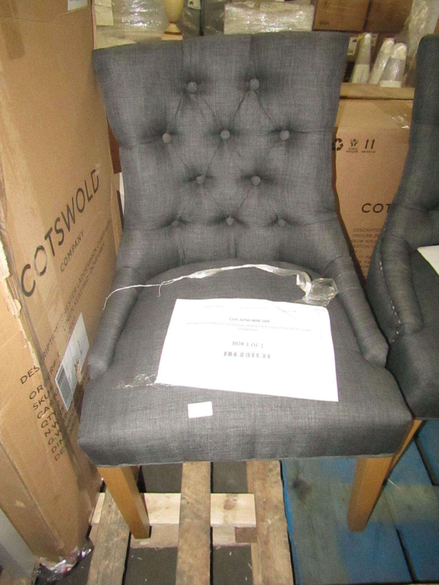 Cotswold Company Primrose Upholstered Button Back Chair - Charcoal 5 RRP Â£185.00 - This item