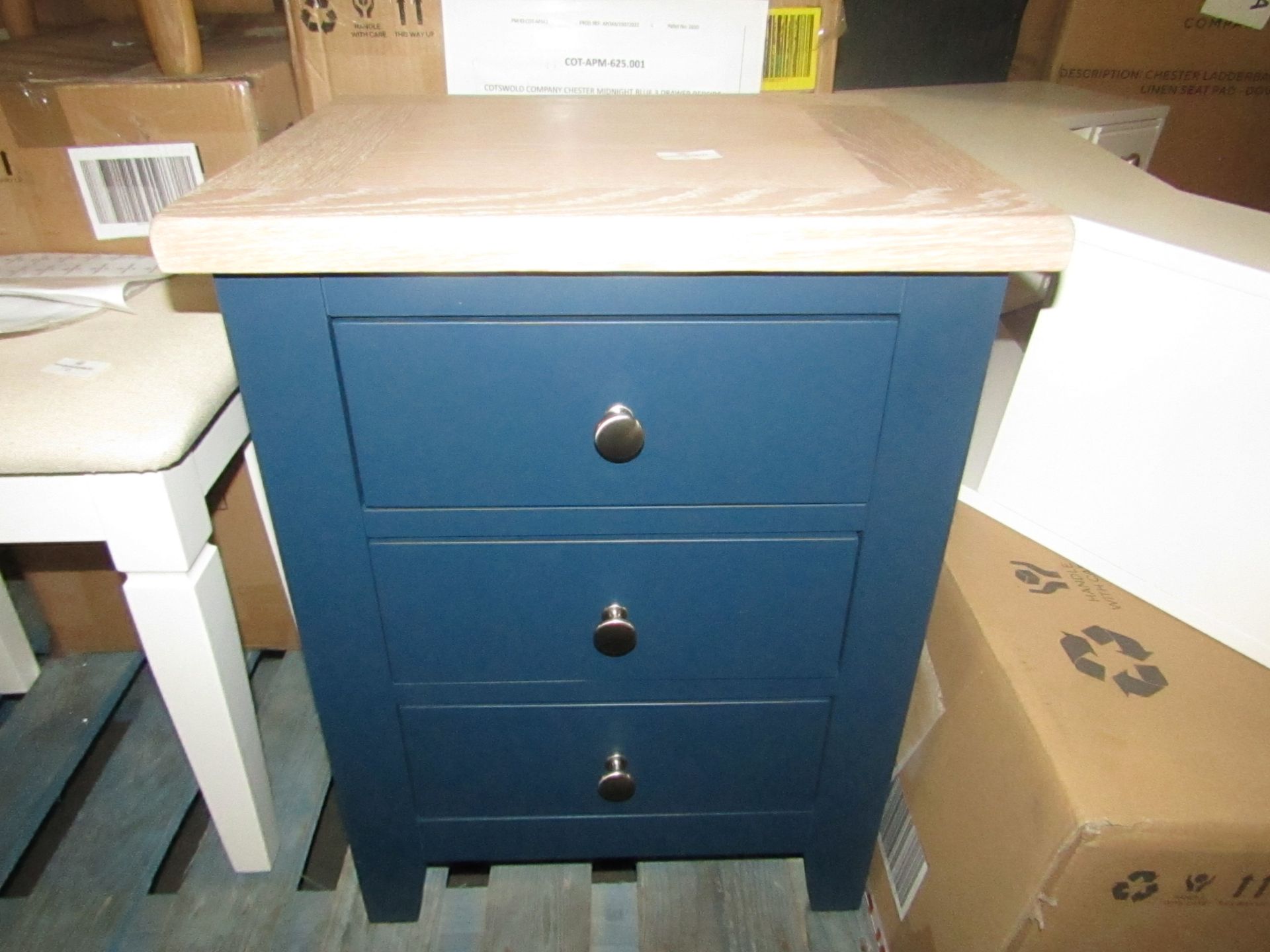 Cotswold Company Chester Midnight Blue 3 Drawer Bedside RRP Â£185.00 - This item looks to be in good