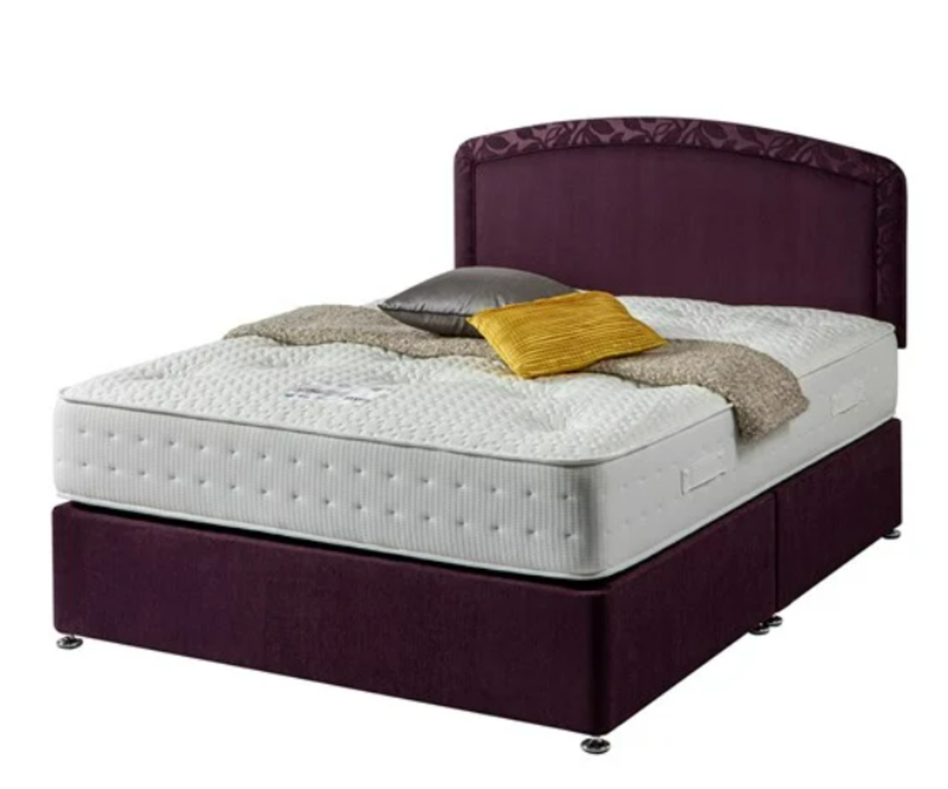 | 1X | SLEEPRIGHT LORENZA DIVAN BED BASE 4FT6 DOUBLE AUBERGINE NO MATTRESS | LOOKS TO BE IN GOOD