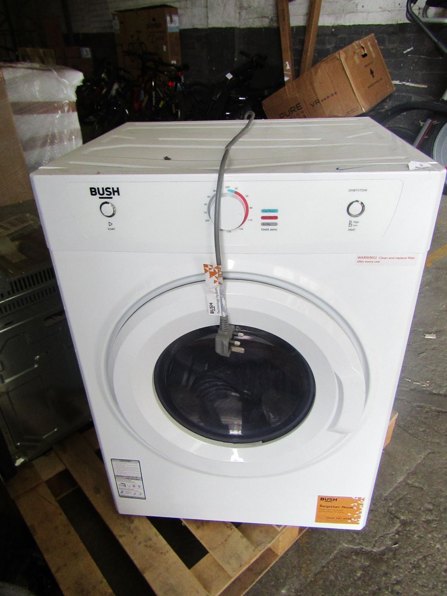 BUSH Vented Tumble Dryer DHB7VTDW RRP ?170.00, tested and working for heat