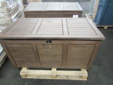 Large top opener wooden storage chest, has various marks and scratches but the lid etc works fine,