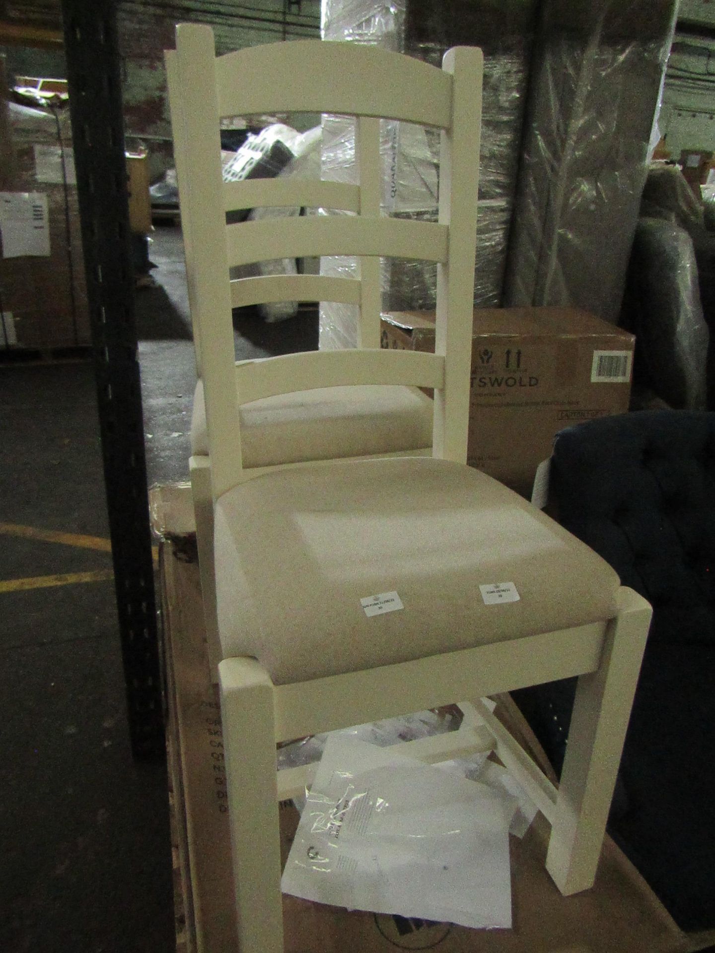 Cotswold Company Sussex Cotswold Cream Ladderback Chair Linen Seat Pad 2 RRP Â£155.00 - This item