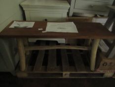 Cox & Cox Indoor Outdoor Rustic Teak Bench RRP Â£175.00 - The items in this lot are thought to be in