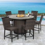 Costco Agio Conway tile top fire pit high dining set with 6 chairs, comes with 6 chairs table,