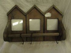 8x Bluemoon - Wooden Wall-Mountable 3-Hook 3-Photo Frame Holder - Unused.