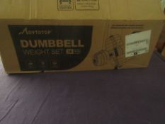 1x Movtotop 30KG adjustable Dumb Bell weight set, new and boxed, we can only find these in America