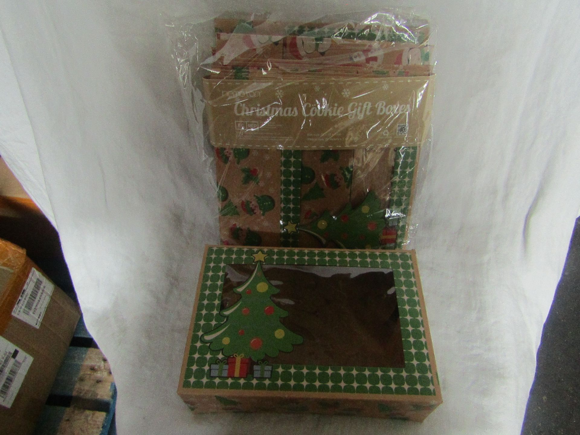 5x Hemoton - Christmas Cookie Boxes With Roll of Ribbon ( 12-Pieces Per Pack ) - New & Packaged.