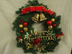 2x Christmas Door Wreath Xmas Garland Front Porch Entry Staircase Hallway Decoration - New &