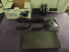 MOVTOTOP - Abdominal Trainer Kit - Includes ( AB Wheel Roller / Push-Up Bars / Jump Rope / Knee Pads