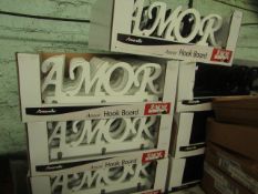 3x Boxes Containing : Amerelle " Amor " 3-Hook Sign ( 6x Black ) - Unused & Boxed. Amerelle - " Amor