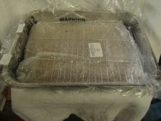 2x Stainless Steel Baking Tray with Rack Practical Ovenware Tray Baking Dish - Unused & Boxed.