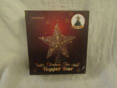 4x Unomor - Christmas Tree Topper Star with 15 LED String Lights - (Champagne Gold) - Unused &