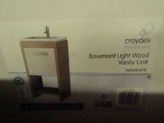 Croydex - Bowmont Light Wood Vanity Unit - Only Vanity Unit Present - Unchecked & Boxed.