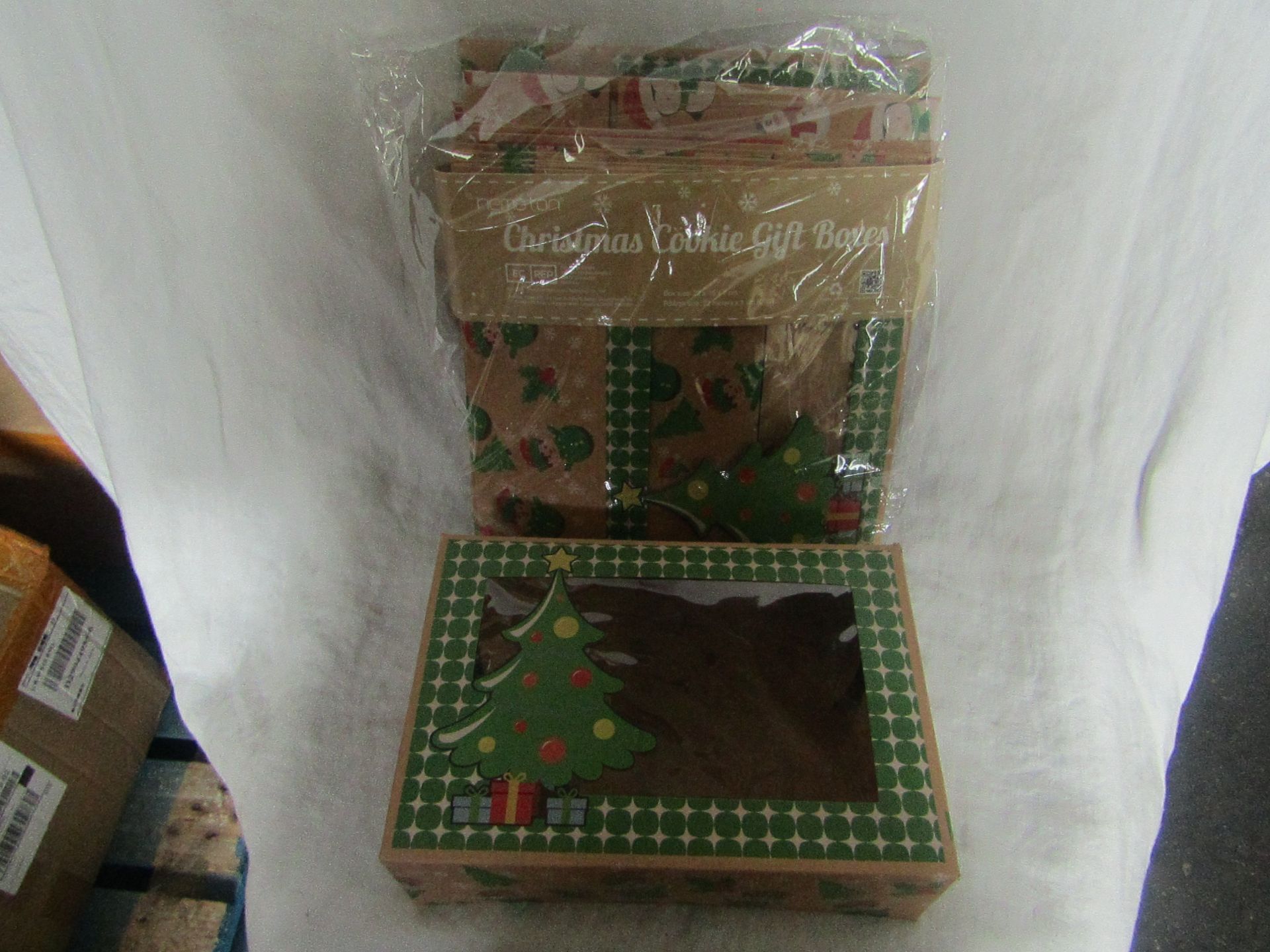 5x Hemoton - Christmas Cookie Boxes With Roll of Ribbon ( 12-Pieces Per Pack ) - New & Packaged.