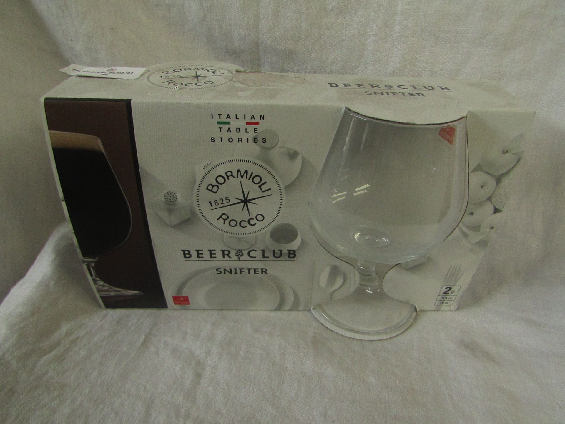 Bormioli Rocco - Beer Club Snifter Set of 2 Beer Glasses - Unused & Boxed.