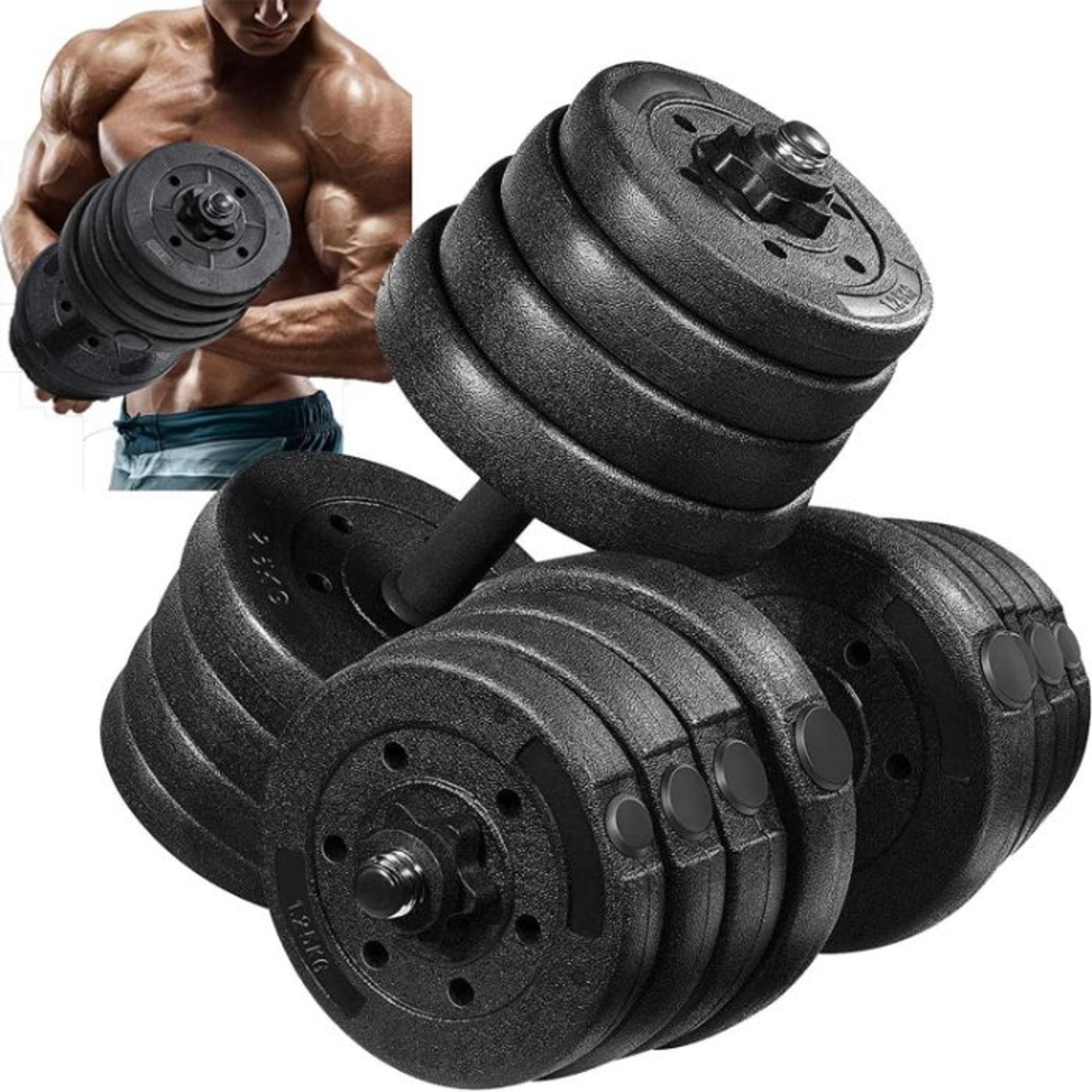 10x Movtotop 30KG adjustable Dumb Bell weight set, new and boxed, we can only find these in - Image 5 of 6