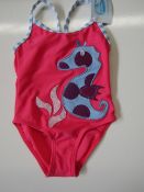 9 x Muddy Puddles - Girls Seahorse Swimsuits Pink/Blue - Size 6-12 Months - New & Packaged.