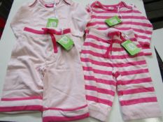 5 x PKS f 2 Muddy Puddles - Tops Being 1 Plain Pink & 1 Stripped Pink Aged 0-3 Months New &