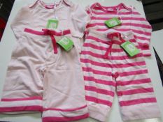 5 x PKS of 2 Muddy Puddles - Tops Being 1 Plain Pink & 1 Stripped Pink Aged 0-3 Months New &