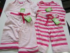 5 x PKS of 2 Muddy Puddles - Tops Being 1 Plain Pink & 1 Stripped Pink Aged 0-3 Months New &