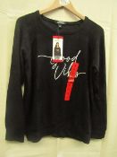 Buffalo - Good Vibes Ladies Cozy Top Black Size Medium - New With Tags.