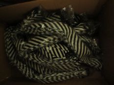 Box Containing Approx 90 Black/White Stripe Ties - All New & Packaged