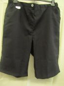 Ladies Smart Black Shorts with Electicated Waist - Size 24 - No Packaging.