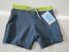 6 x Muddy Puddles - Boys Colour Block Trunks Blue/Lime - Size 2-3 Years - New & Packaged.