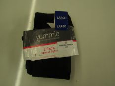 1x Pack of 2 Yummie By Heather Thomson Opaque Tights Size L All New But Slightly Shop Soiled.