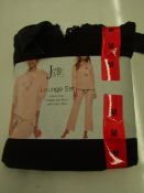 Jezebel - Hooded Lounge Set With Satin Ties - Black Size Medium - New & Packaged.