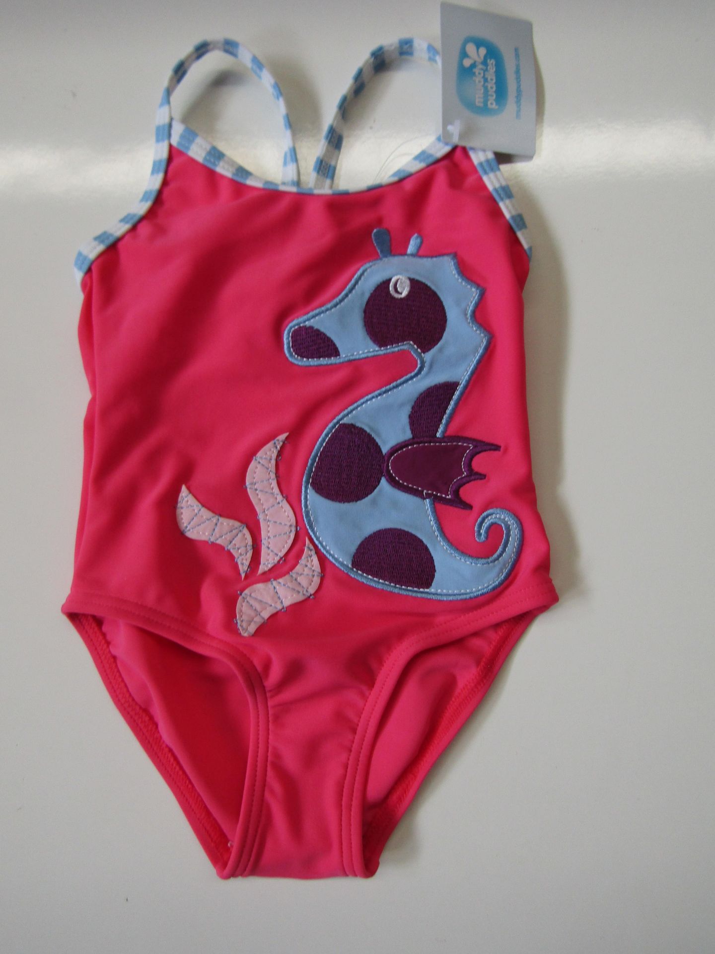 9 x Muddy Puddles - Girls Seahorse Swimsuits Pink/Blue - Size 6-12 Months - New & Packaged.