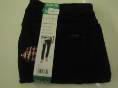 Jachs - Bowie Fit Mid-Rise Slim Straight fit traveller trousers - Navy Size W38 L30 - New With