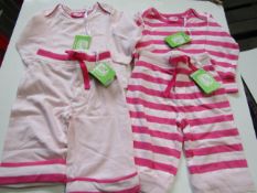 5 x Muddy Puddles -PKS of 2 Tops Being 1 Plain Pink & 1 Stripped Pink Aged 0-3 Months New &