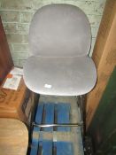 1x Cox & Cox Velvet Counter Stool, Grey - Good condition with a few minor marks on the legs.