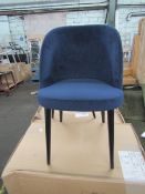 Heals Austen Dining Chair Plush Velvet Indigo Black Leg RRP Â£299.00 - This item looks to be in good