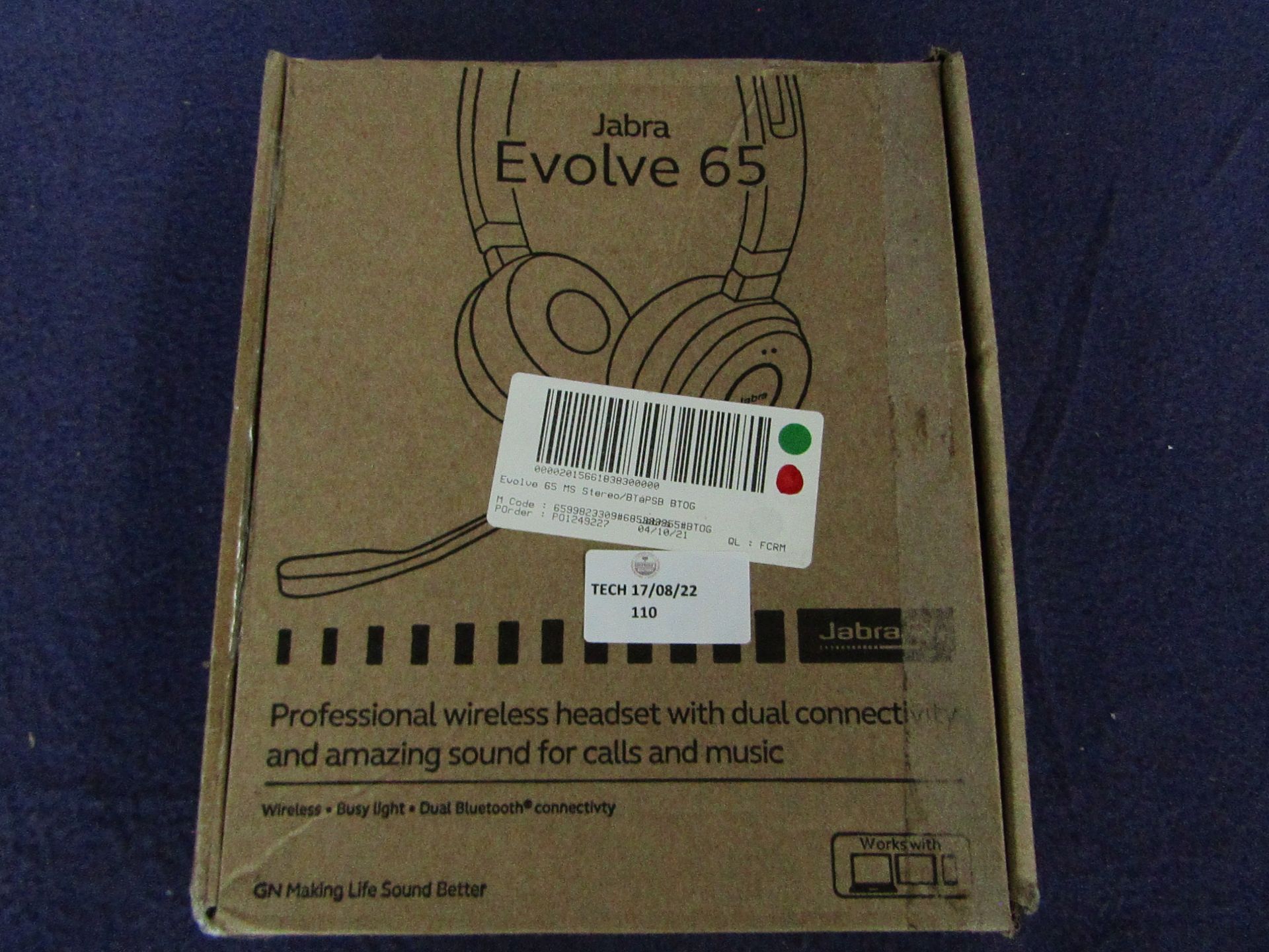 Jabra - Evolve 65 Wireless Headset - Untested & Boxed.