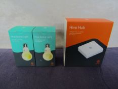 Hive Starter Kit - 1 Hive Hub and 2 x Hive Light E27 - Works with Amazon Alexa - Used Condition,