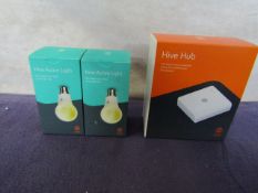 Hive Starter Kit - 1 Hive Hub and 2 x Hive Light E27 - Works with Amazon Alexa - Used Condition,