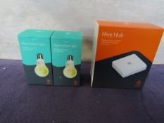 Hive Starter Kit - 1 Hive Hub and 2 x Hive Light E27 - Works with Amazon Alexa - Used Condition,