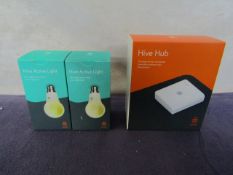 Hive Starter Kit - 1 Hive Hub and 2 x Hive Light E27 - Works with Amazon Alexa - Used Condition,