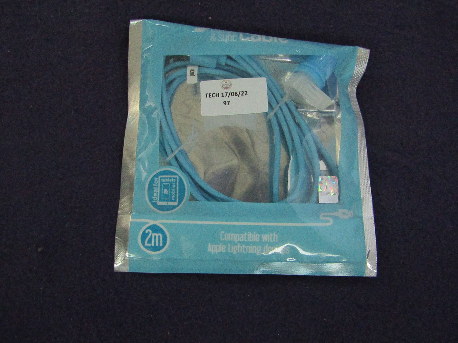 Juice - Charge & Sync Cable Blue - Apple Lightning Devices - 2m Cable - Untested & Packaged.