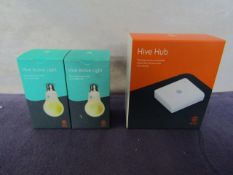 Hive Starter Kit - 1 Hive Hub and 2 x Hive Light E27 - Works with Amazon Alexa - Used Condition,