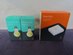 Hive Starter Kit - 1 Hive Hub and 2 x Hive Light E27 - Works with Amazon Alexa - Used Condition,