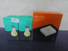 Hive Starter Kit - 1 Hive Hub and 2 x Hive Light E27 - Works with Amazon Alexa - Used Condition,